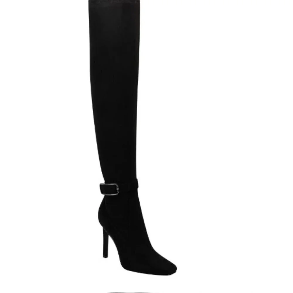Marc Fisher Caia pull on over the knee buckle heeled boot 6.5